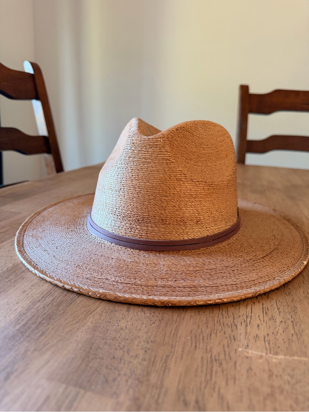 Men's Straw Rancher Hat with Brown Band - Classic Tan